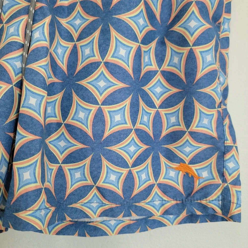 Tommy Bahama Relax Mens Medium‎ Blue Mesh Lined Swim Trunks Drawstring Resort